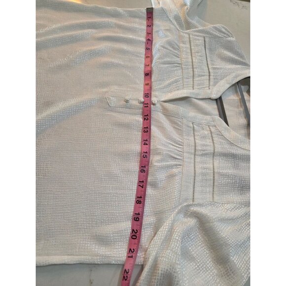 NWT! Karl Lagerfeld Blouse Shimmer Textured Medium White Button Professional - Picture 8 of 12